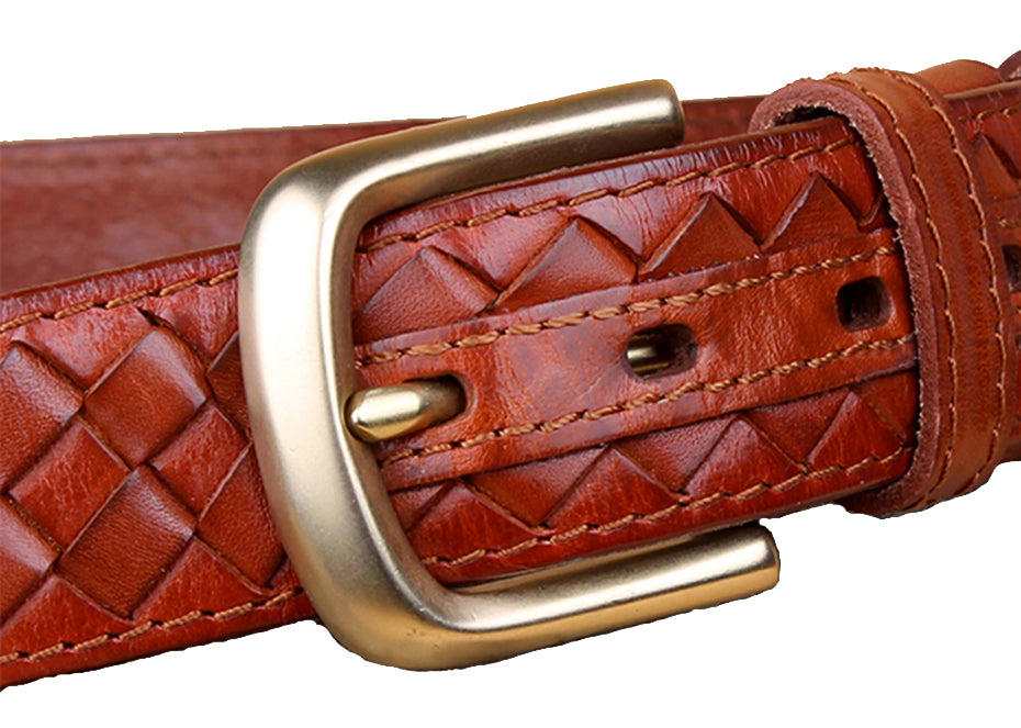 Knit Braided Leather Belt