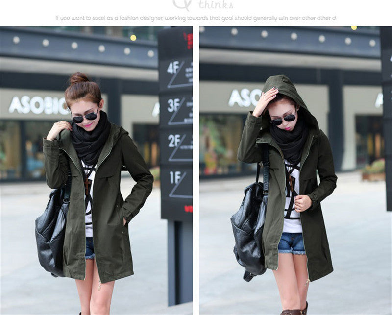 Hooded 3/4 Trench Coat