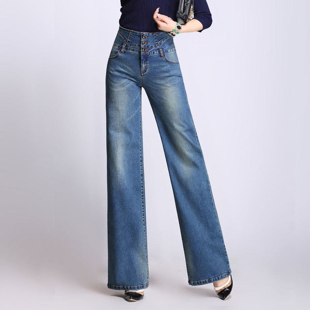 Vintage High Waist Wide Leg Denim Trouser