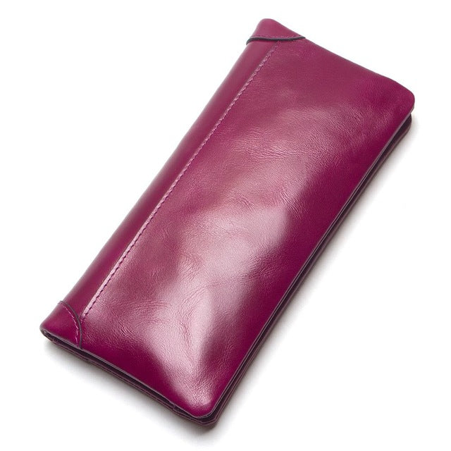 Oil Wax Genuine Leather Wallet  Clutch