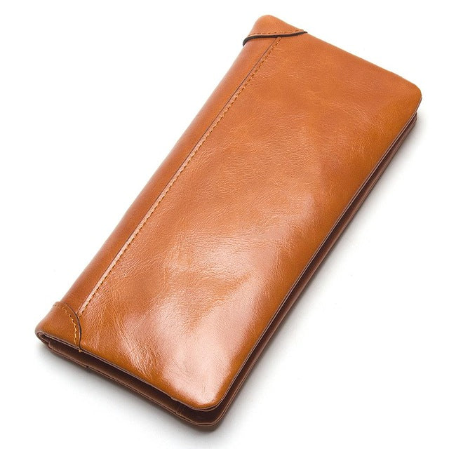 Oil Wax Genuine Leather Wallet  Clutch