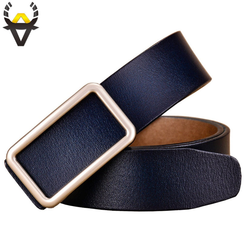 Leather Rectangular Gold Buckle Belt