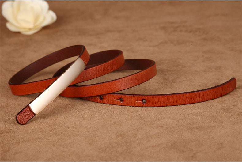 Skinny Gold Buckle Leather Belt