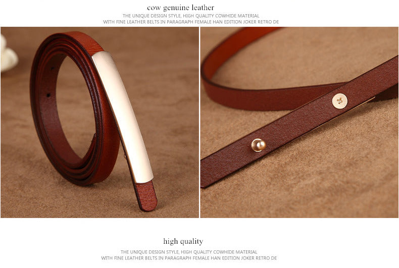 Skinny Gold Buckle Leather Belt