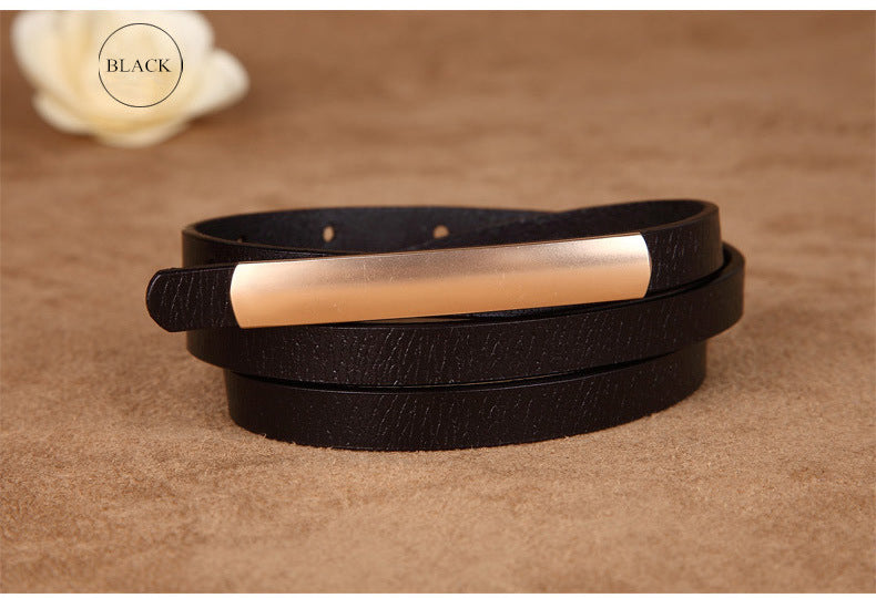 Skinny Gold Buckle Leather Belt