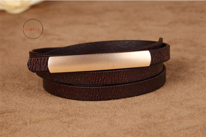 Skinny Gold Buckle Leather Belt