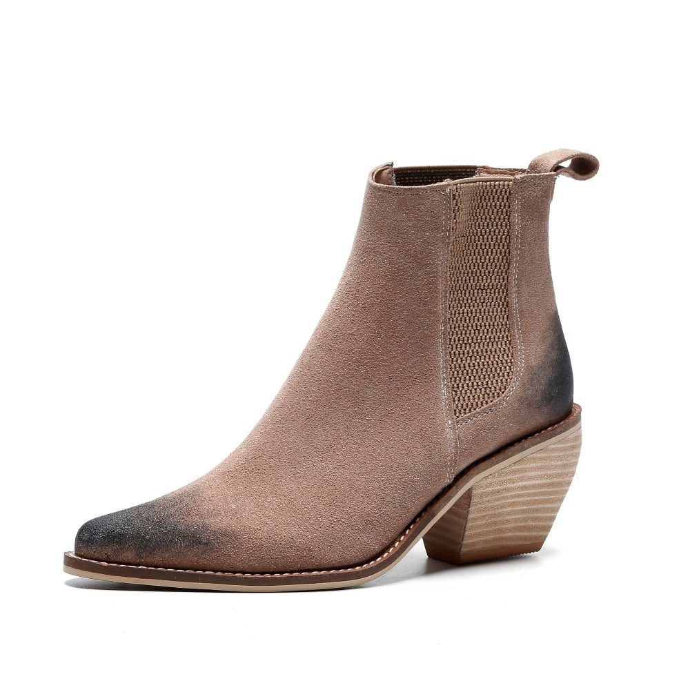 Destressed Leather Ankle Boots