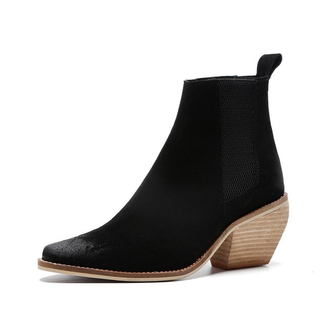 Destressed Leather Ankle Boots