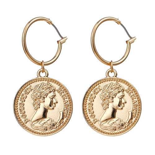 Vintage Coin Portrait Pendant Earrings