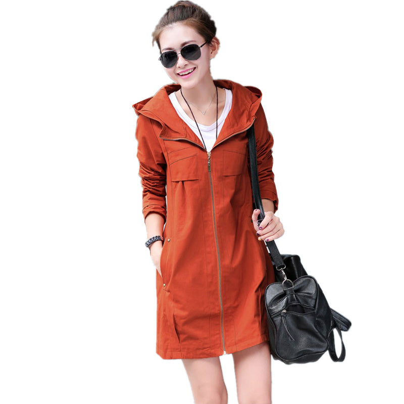 Hooded 3/4 Trench Coat