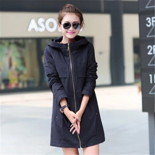 Hooded 3/4 Trench Coat