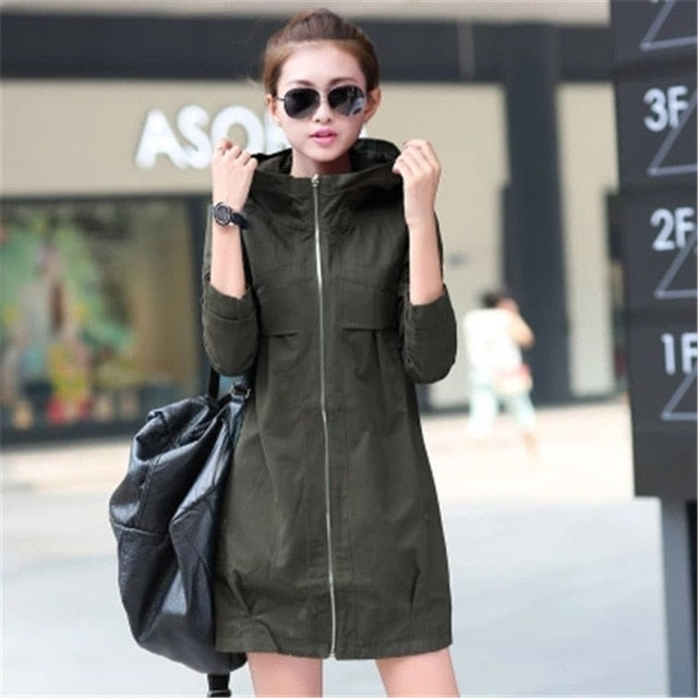 Hooded 3/4 Trench Coat