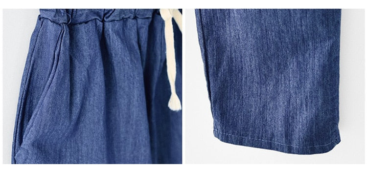 High Waist Relaxed Drawstring Denim