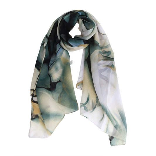 Green Print Chiffon Scarf