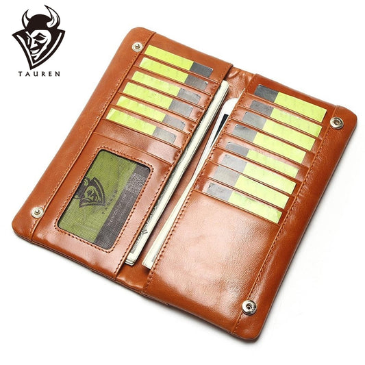 Oil Wax Genuine Leather Wallet  Clutch