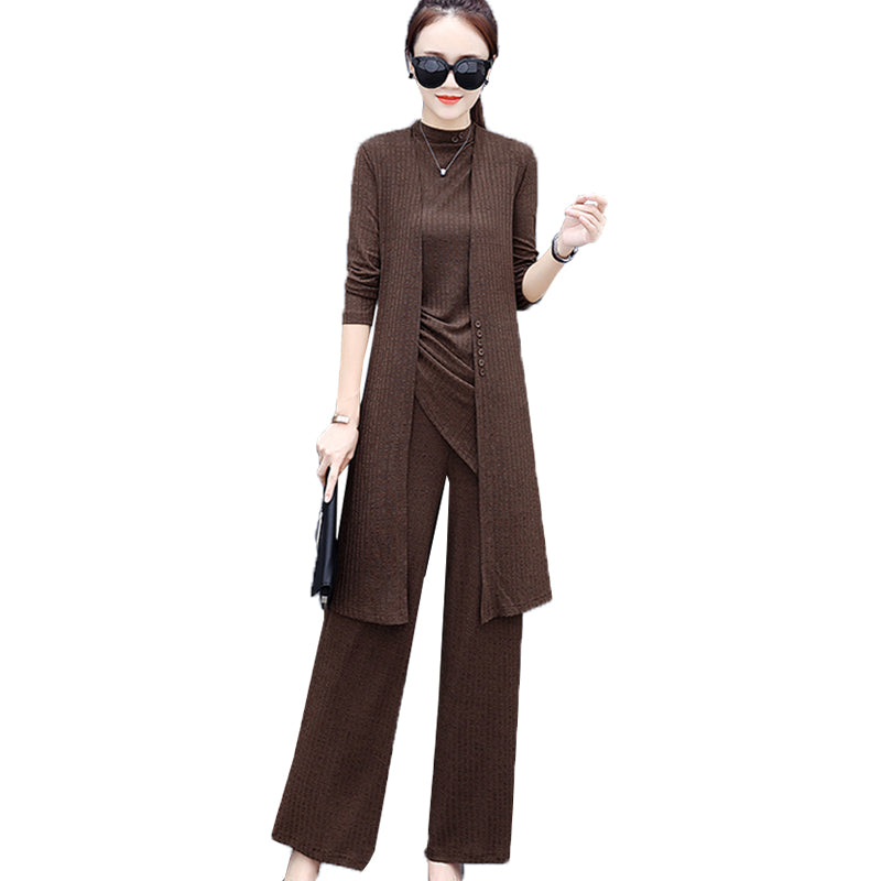 Wide Leg Knit Pant Suit