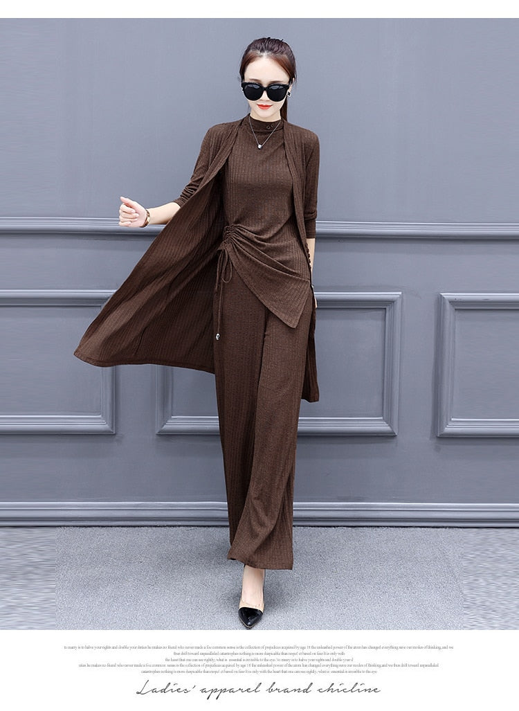 Wide Leg Knit Pant Suit