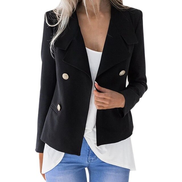 White Black Blazer Women Slim Bodycon Long Sleeve Blazer Office Lady's Blazers Female Outwear Fashion Autumn Winter Coats Womens