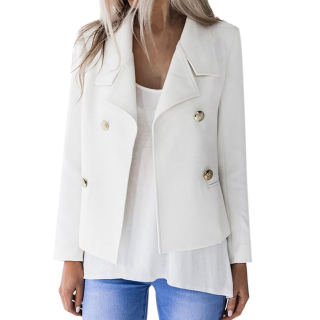 White Black Blazer Women Slim Bodycon Long Sleeve Blazer Office Lady's Blazers Female Outwear Fashion Autumn Winter Coats Womens