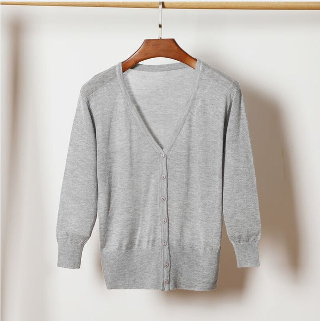 Thin Knit Cardigan Sweater